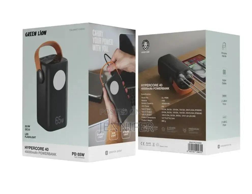 Green Lion Hyper Core 40 Power Bank 40000mAh - Black