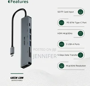 Green Lion 7-in-1 USB-C Hub - Gray
