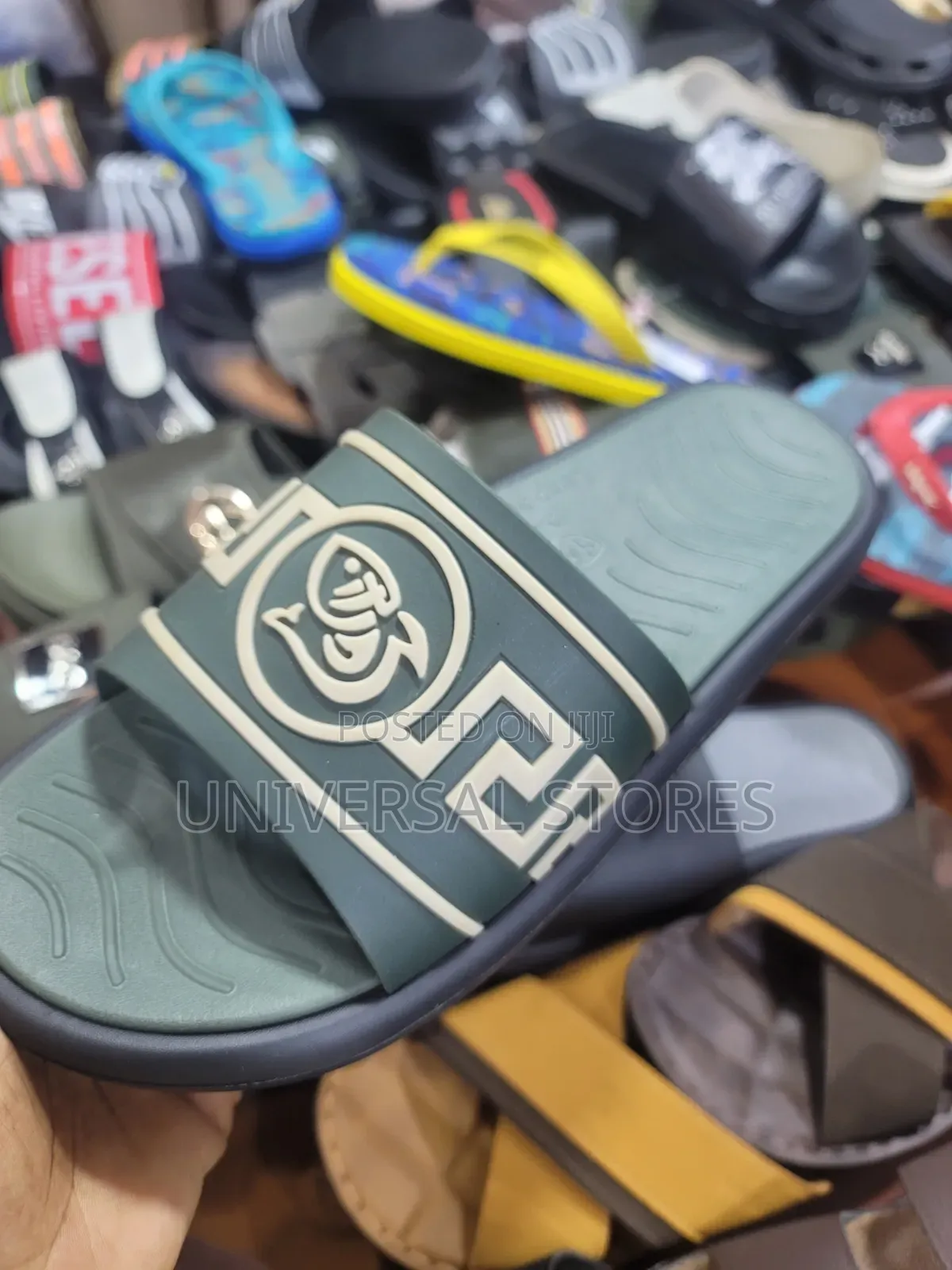 Green Slide Sandals