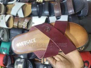 Versace Cross-Strap Leather Sandals