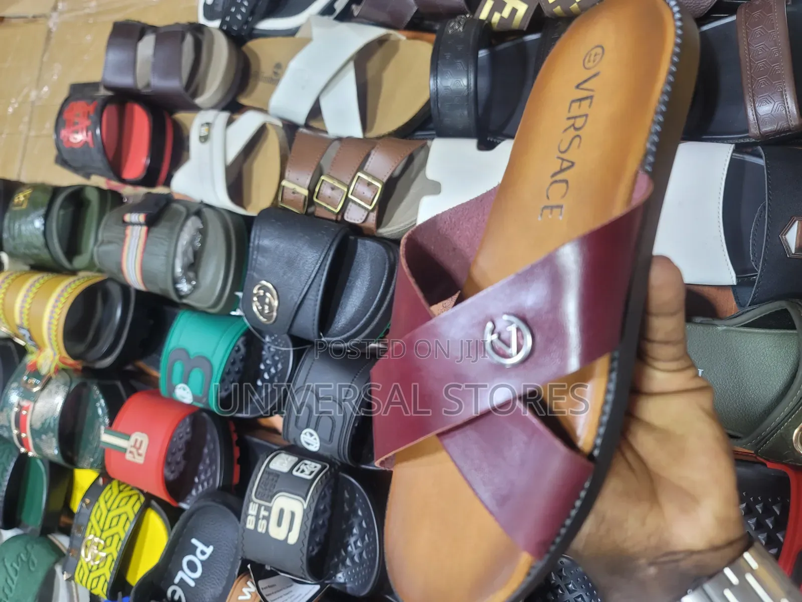 Versace Cross-Strap Leather Sandals