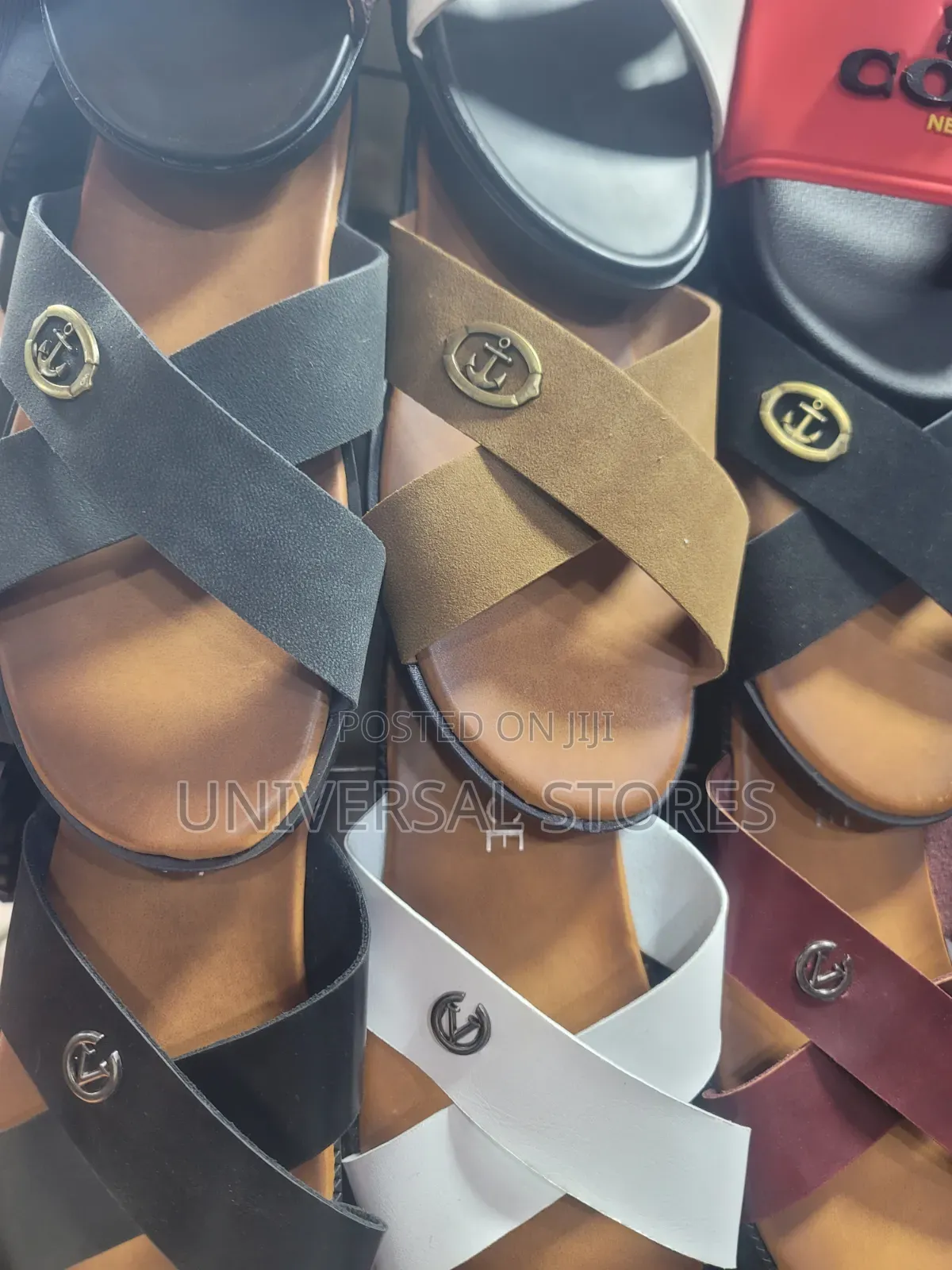 Versace Cross-Strap Leather Sandals