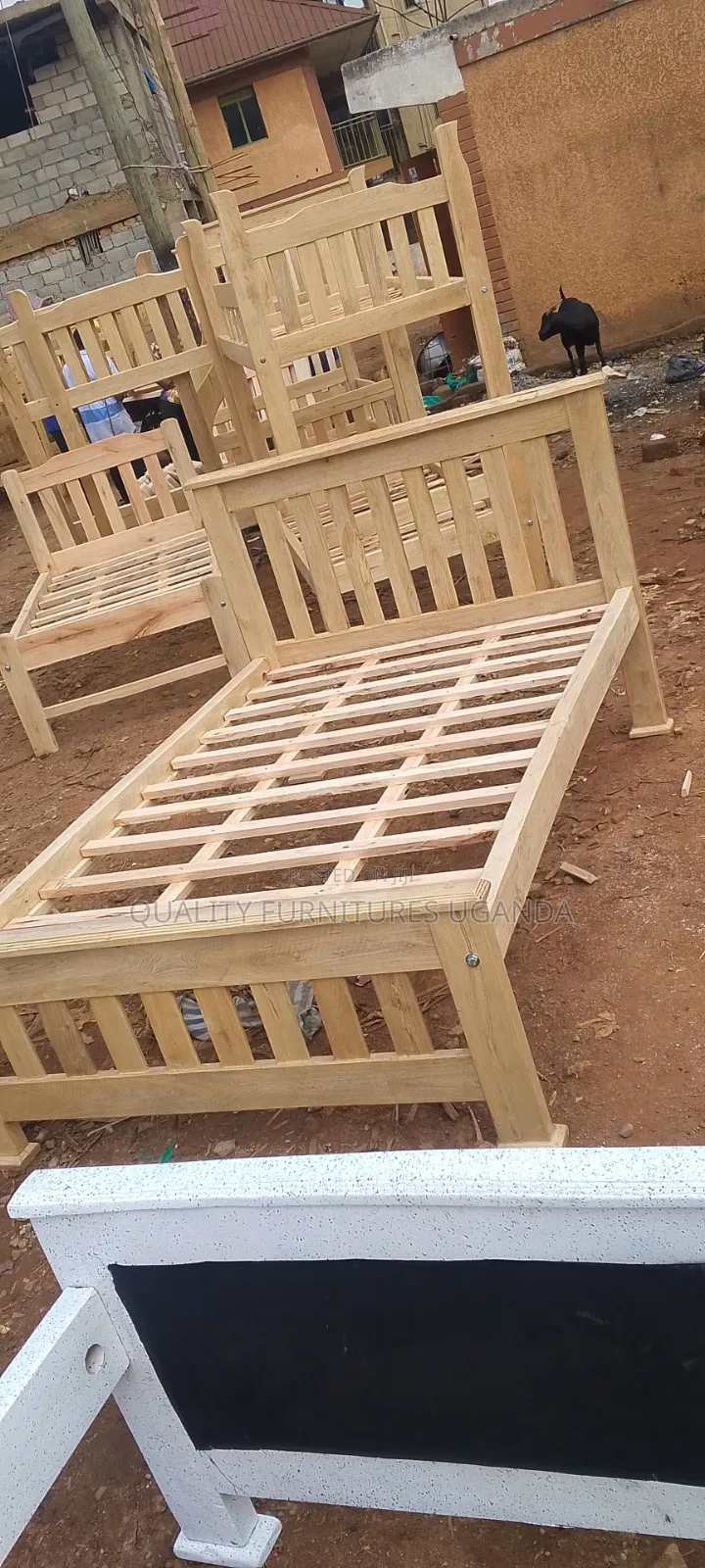 Varnished 4 by 6 Strong Wooden Bed