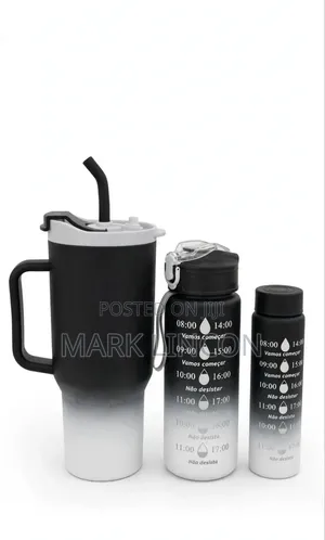 3-in-1 Motivational Water Bottle Set & Insulated Travel Tumbler