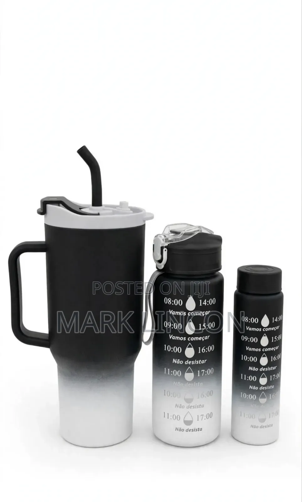 3-in-1 Motivational Water Bottle Set & Insulated Travel Tumbler