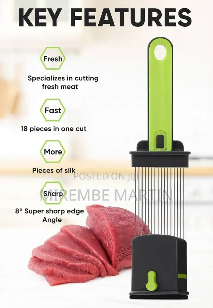 Meat Slicer, Stainless Steel Manual Fresh Meat Cutter, 18 Uniform