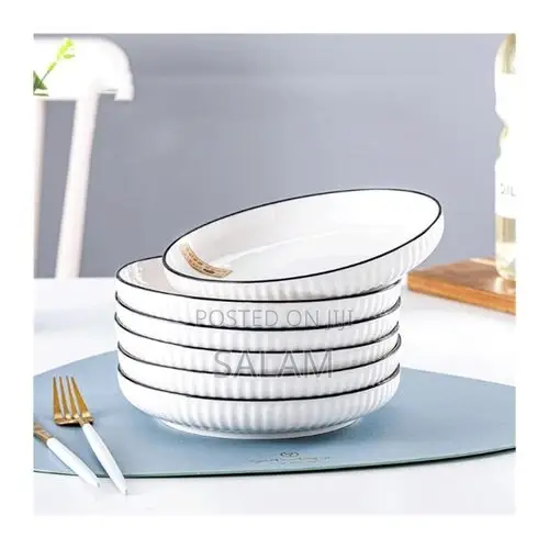 Sundabest 6pcs Medium White Stylish Plate - 8inch