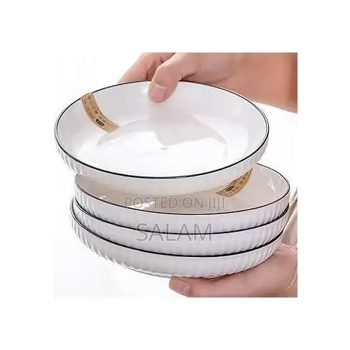 Sundabest 6pcs Medium White Stylish Plate - 8inch