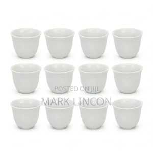 12 PCS Plain White Porcelain Arabic Coffee Cups Set