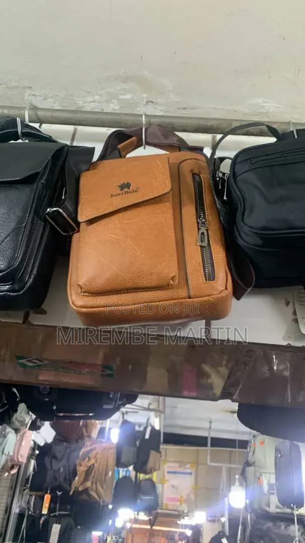 Black Leather-Look Men's Crossbody