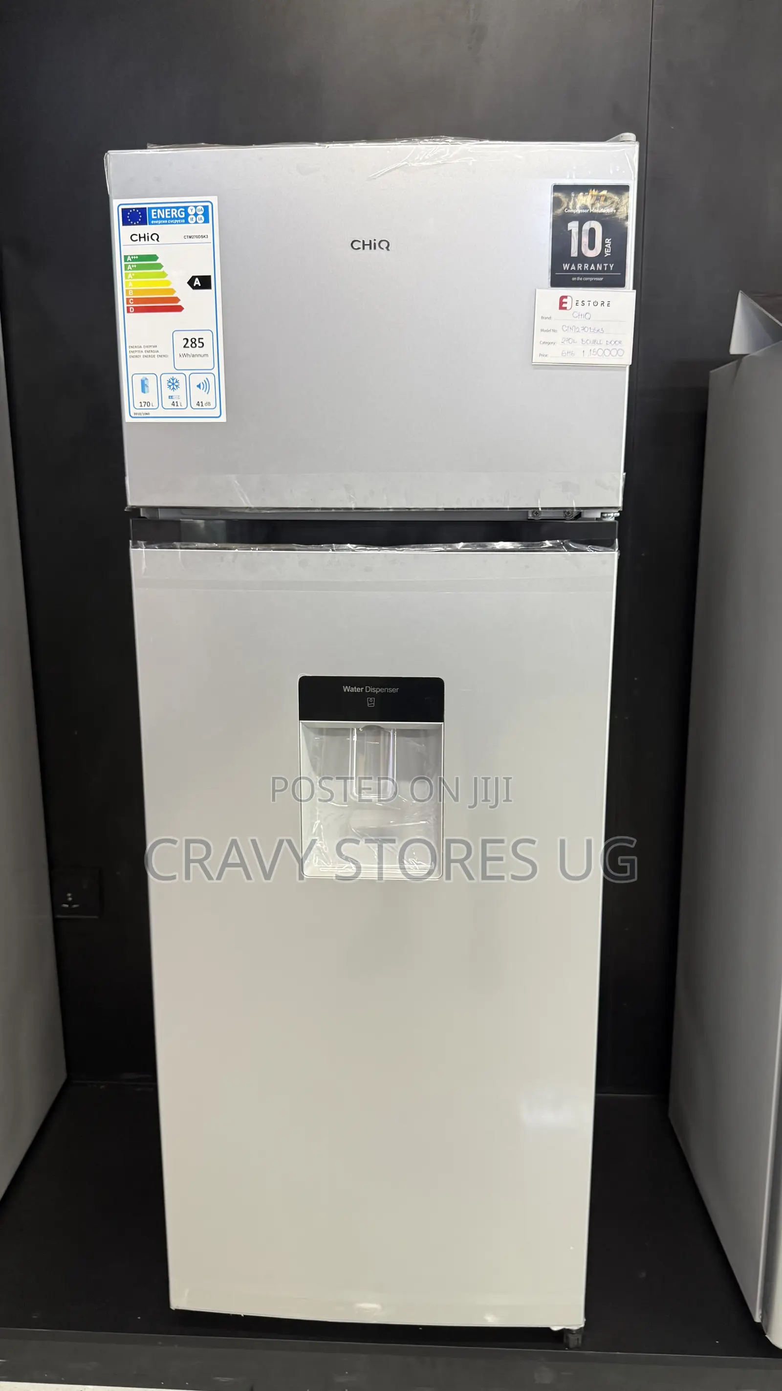 Chiq 270L Double Door Fridge With Dispenser