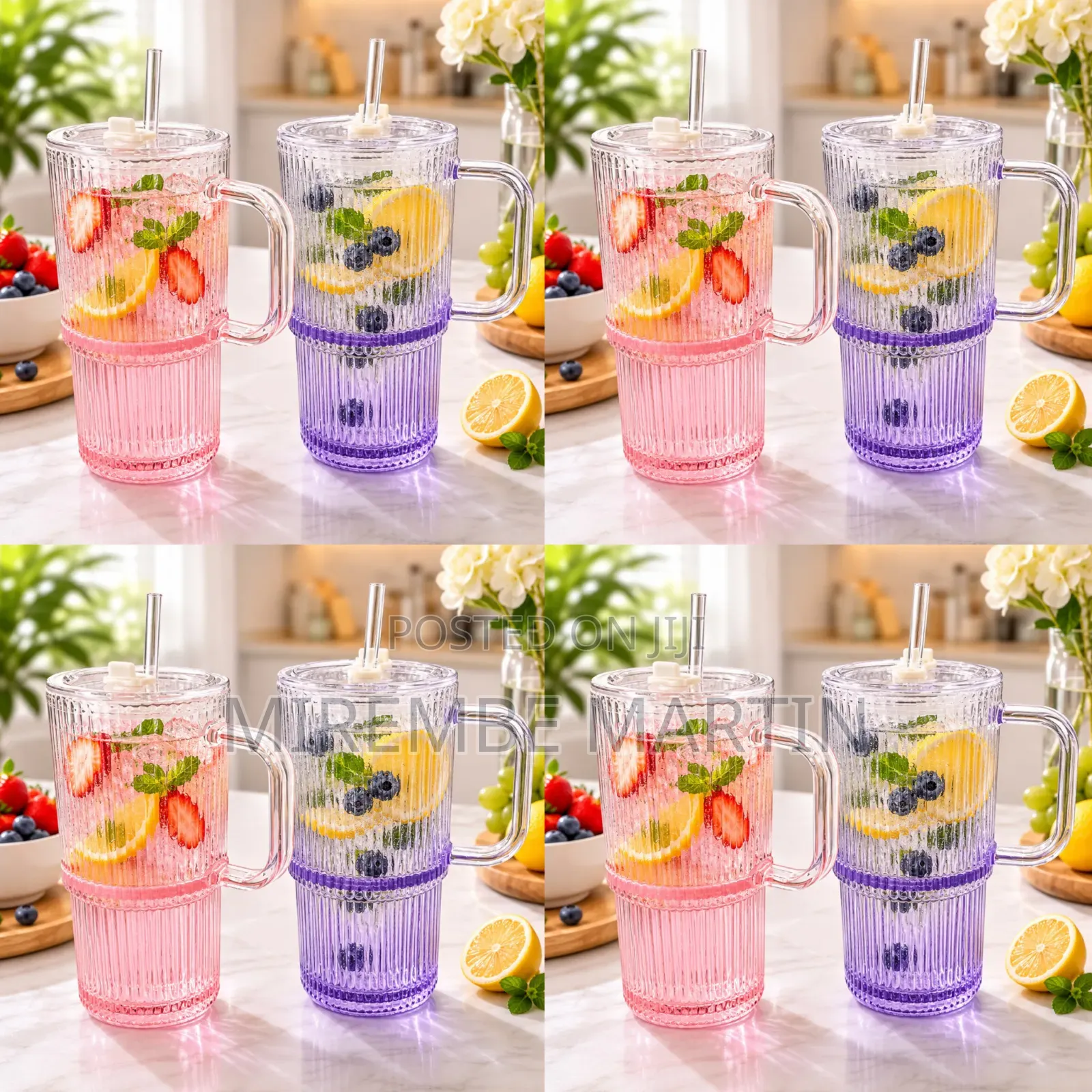 600ml Ribbed Glass Tumbler