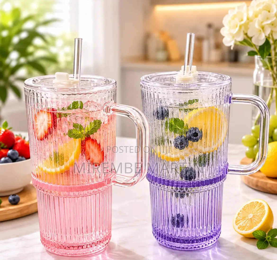 600ml Ribbed Glass Tumbler