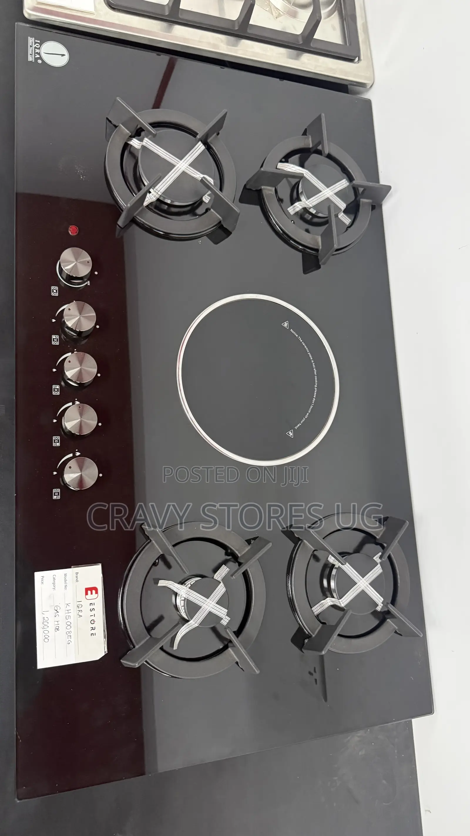 IQRA KH5008EG Built-in Gas Hob With 4 Gas Plates & Ceramic Plate