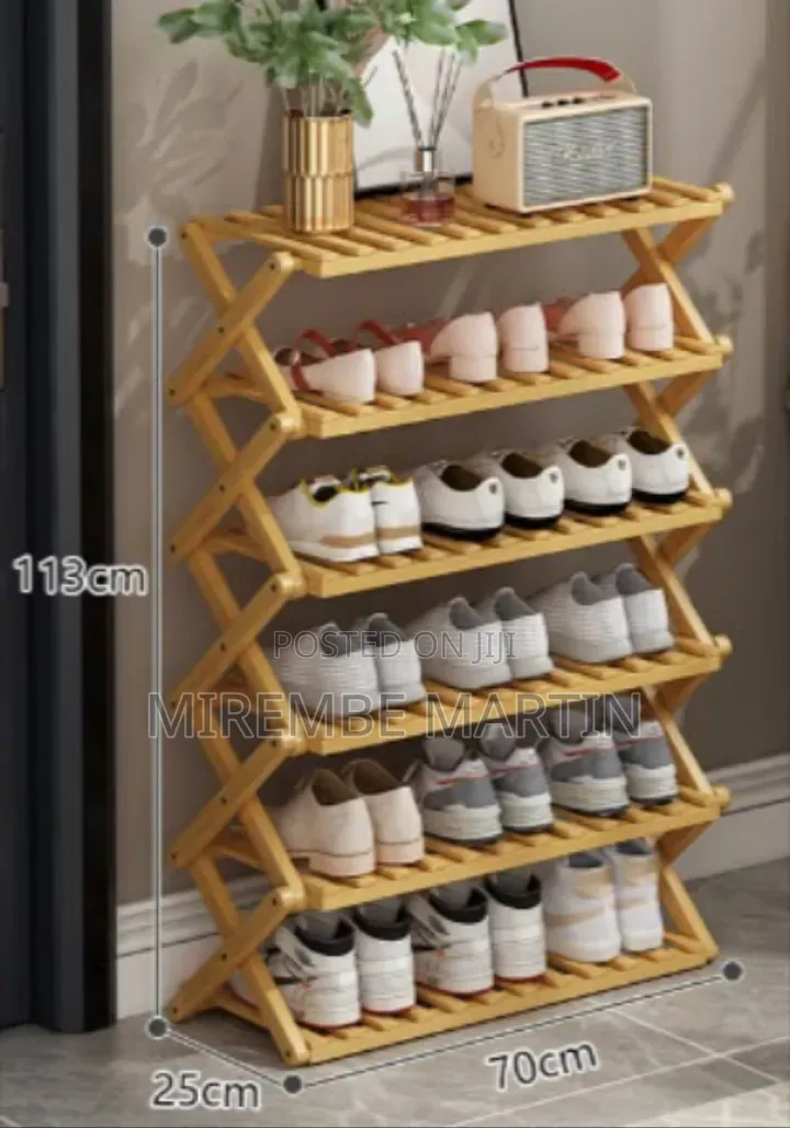 6 Layer Bamboo Collapsable Shoe Rack