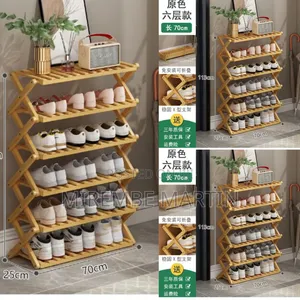 6 Layer Bamboo Collapsable Shoe Rack
