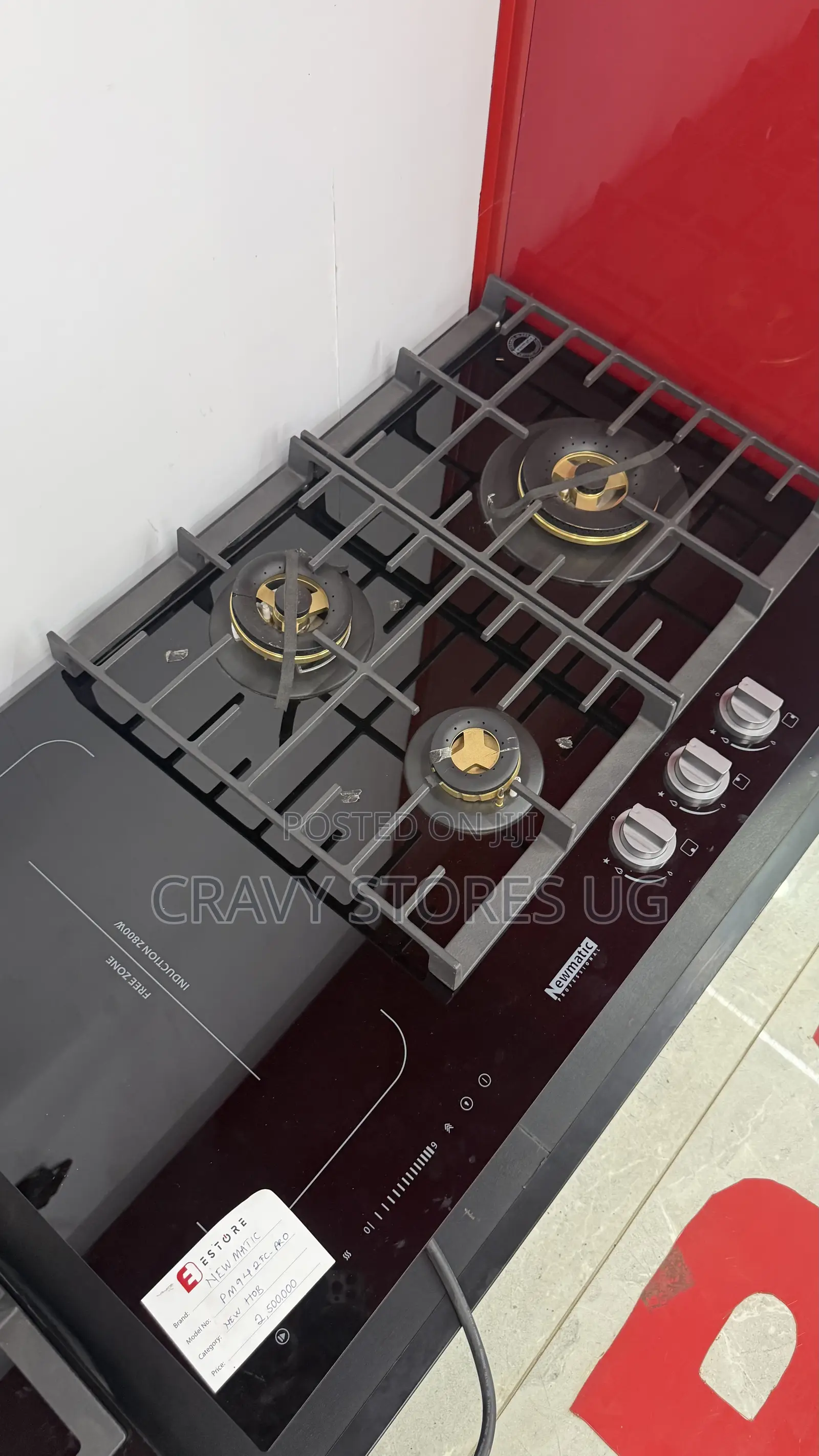 NewMatic 427c-Pro Built-in Gas Hob With Induction Zone, Three Gas