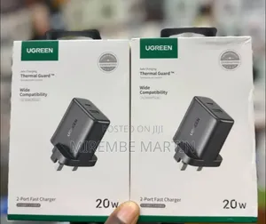 UGREEN 20W 2-Port Fast Charger Featuring One USB-C Port and One USB-