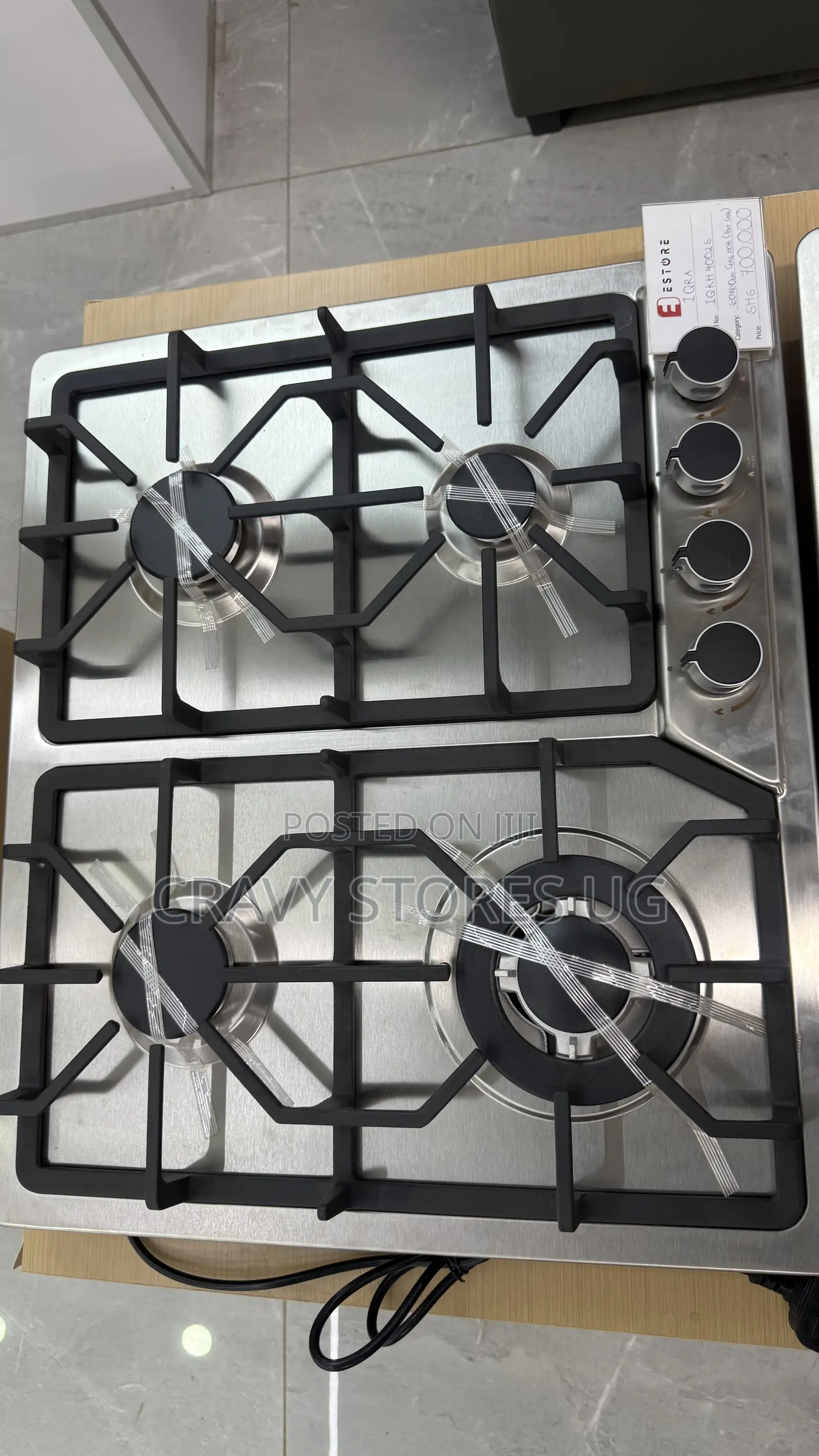 IQRA 40025 60by60Cm Metallic Gas Hob With 4 Gas Plates & Auto Ignition