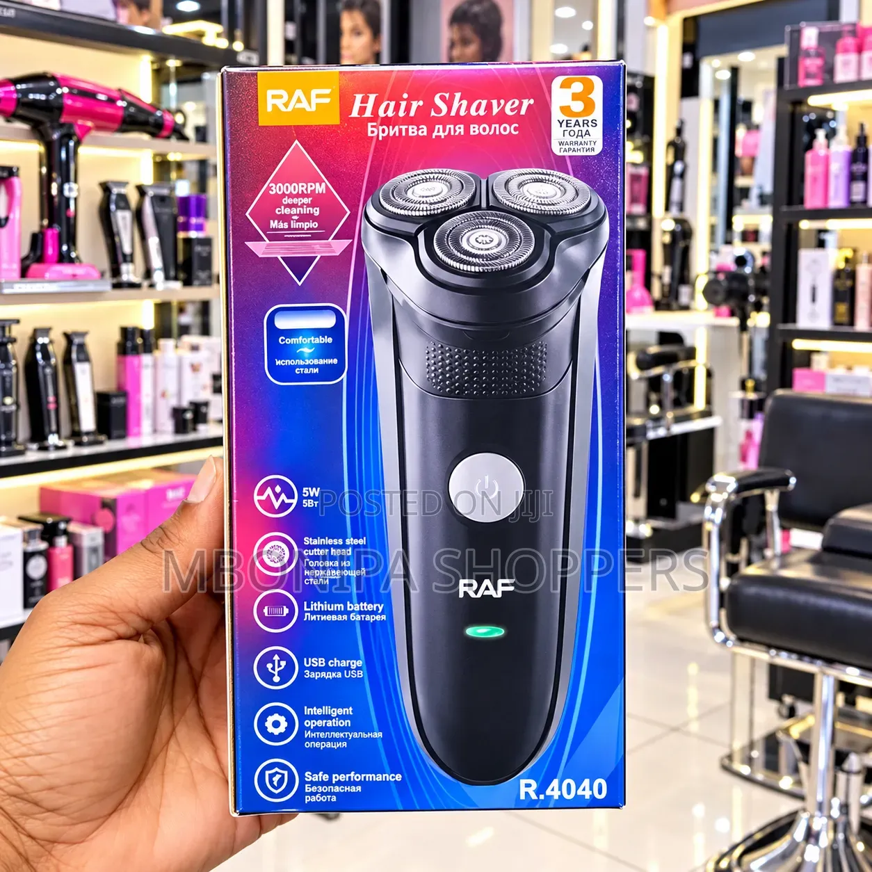 RAF R-4040 Rechargeable 3-Head Electric Hair & Beard Shaver