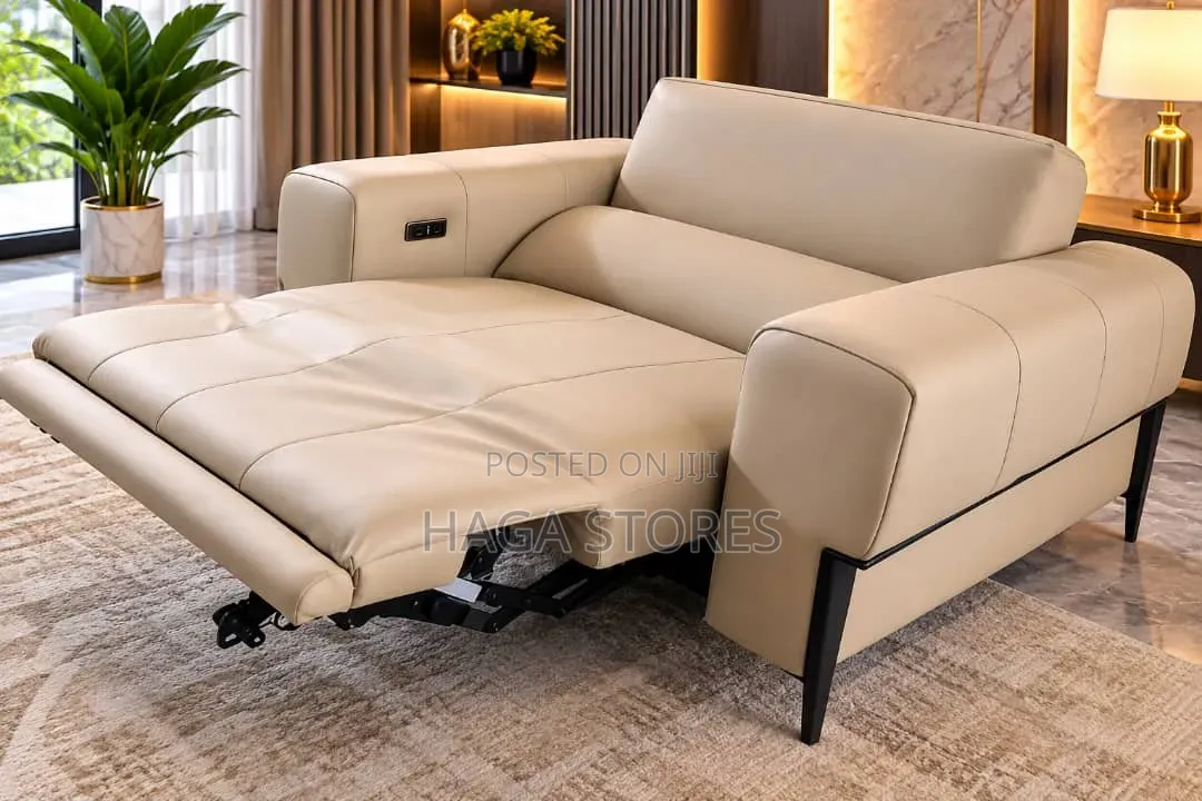 Electric Cream Leather Recliner