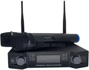 Wire-Less Microphone Digital Display Mic System Set With Dual Handheld