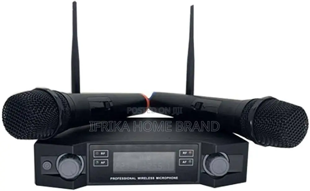 Wire-Less Microphone Digital Display Mic System Set With Dual Handheld