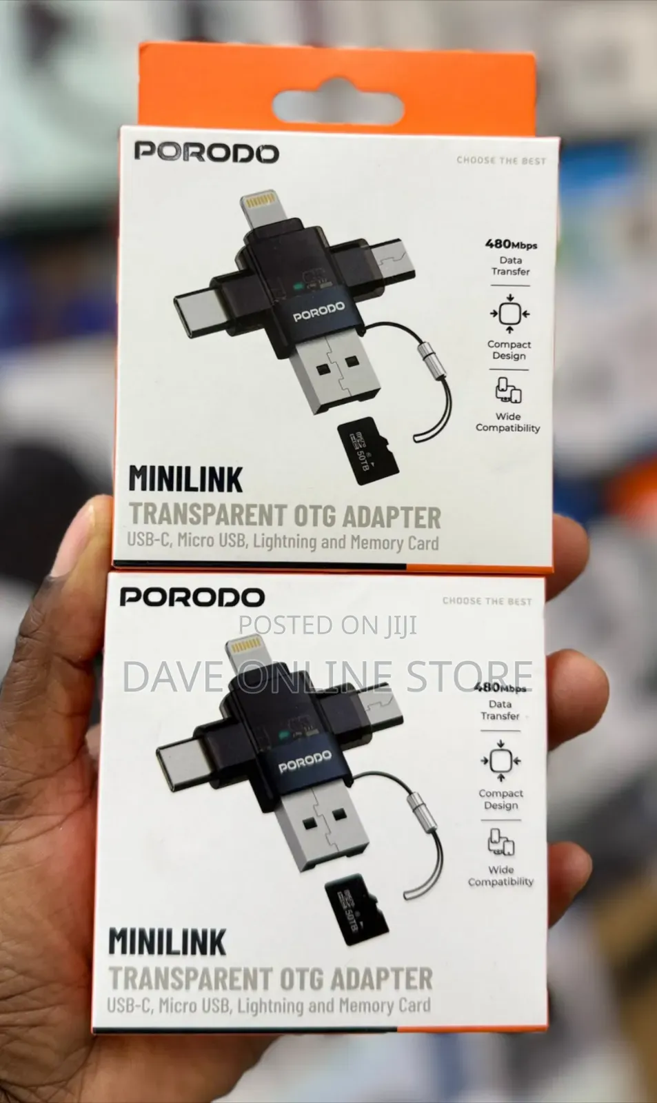 Porodo Minilink Transparent OTG Adapter