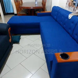 Sofa Sets 5 Seater High Density Fabric Blue
