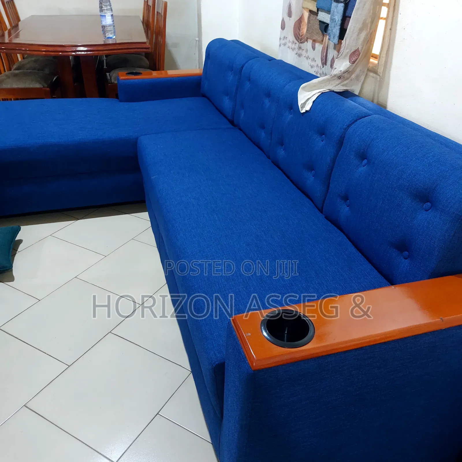 Sofa Sets 5 Seater High Density Fabric Blue