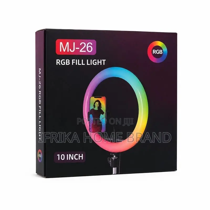 Ring Light Model MJ26-RGB With Stand 10 Inch. Multicolor