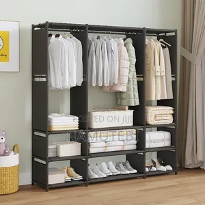 Three Column Metal and Fabric Wardrobe Organizer