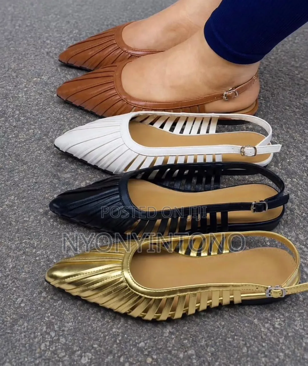 Pleated Sling Back Flat Shoe