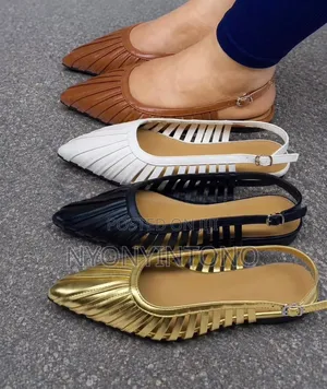 Pleated Sling Back Flat Shoe