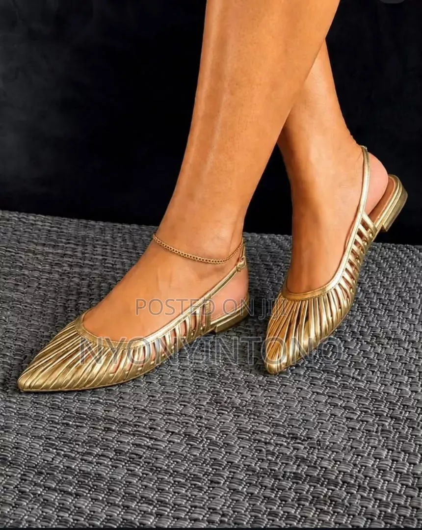 Pleated Sling Back Flat Shoe