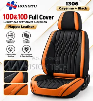 Premium 10D Car Seat Covers – Black & Orange