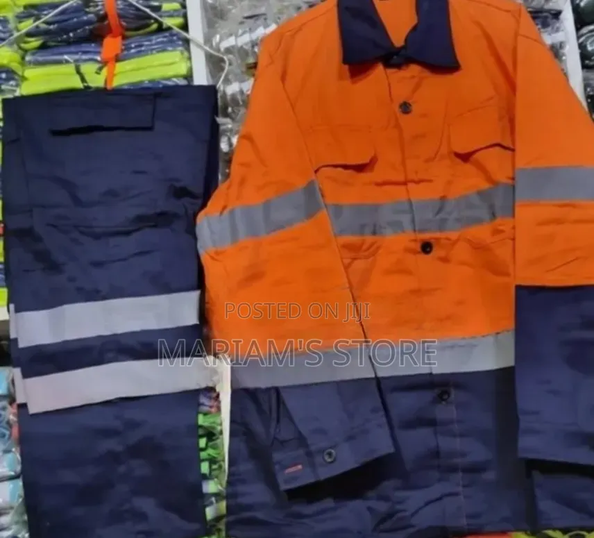 Orange and Navy Blue Two-Piece High-Visibility Safety Coverall S