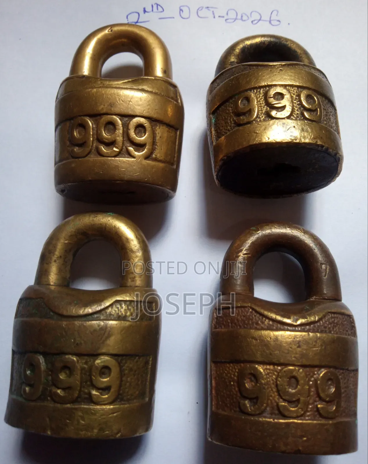 Ancient Brass 999 Padlocks Antique Eye Marked Collectible Padlocks