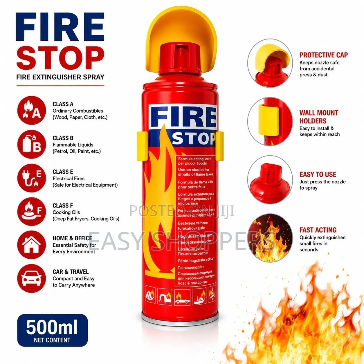 Fire Stop 500ml Portable Fire Extinguisher
