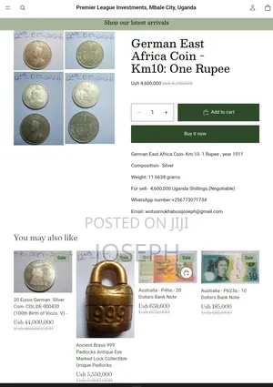 Commemorative -German East Africa Coin- Km:10- 1 Rupee , Year 1911