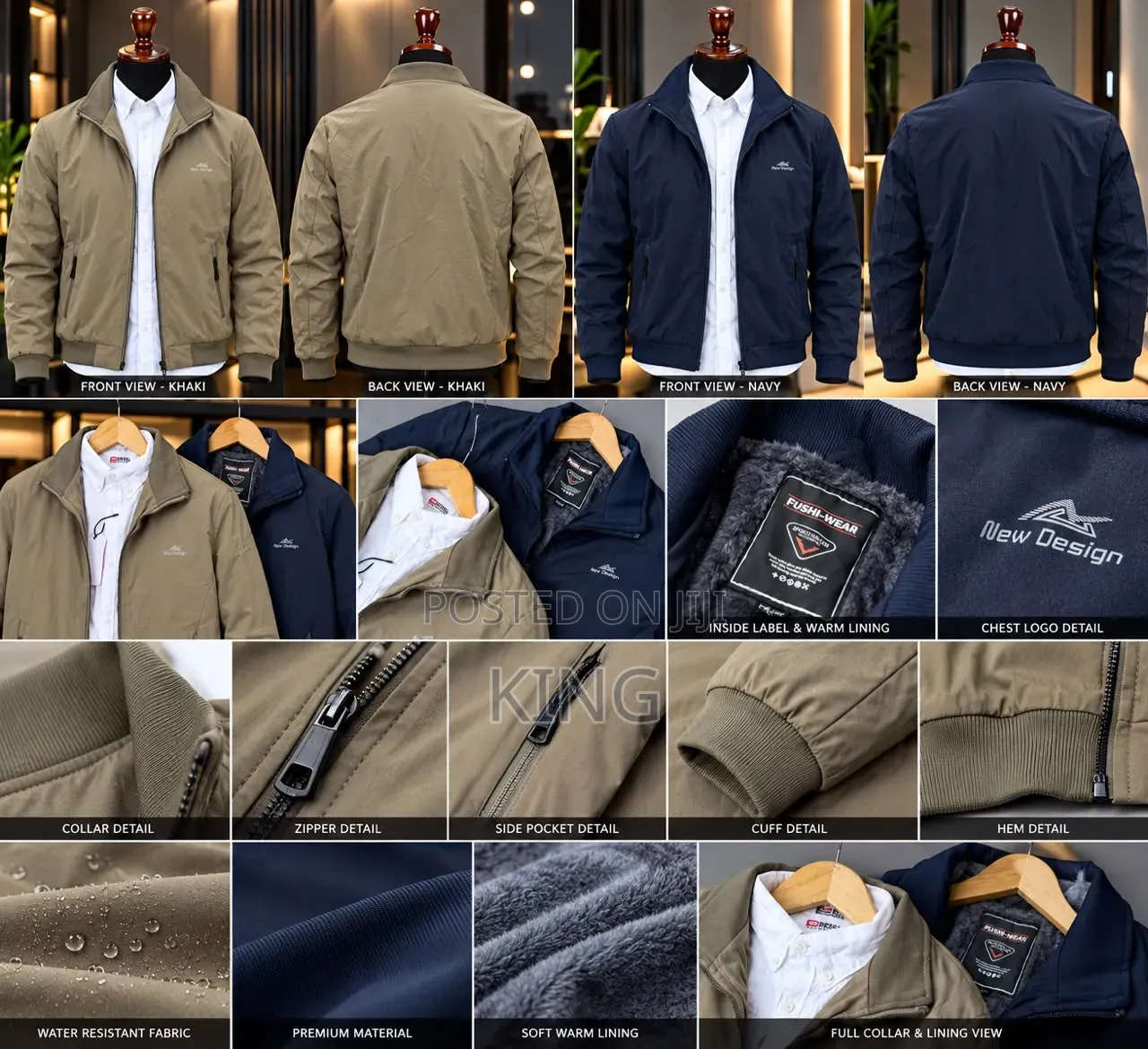 Stylish Men's Jacket. Green, Navyblue
