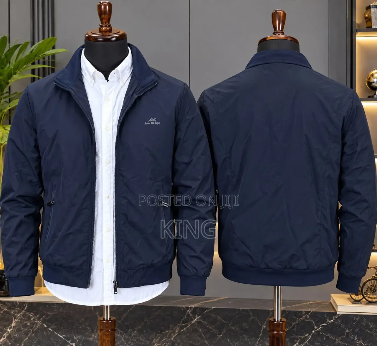 Stylish Men's Jacket. Green, Navyblue