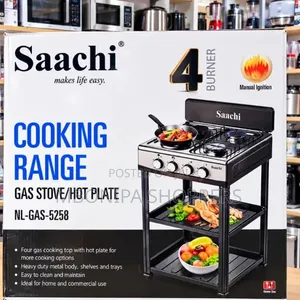 Saachi 4-Burner Gas Cooking Range With Hot Plate – NL-GAS-5258