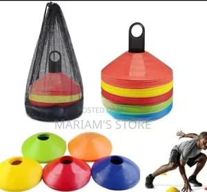 A Set of Multicolor Agility Disc Cones Used for Sports and Fitness