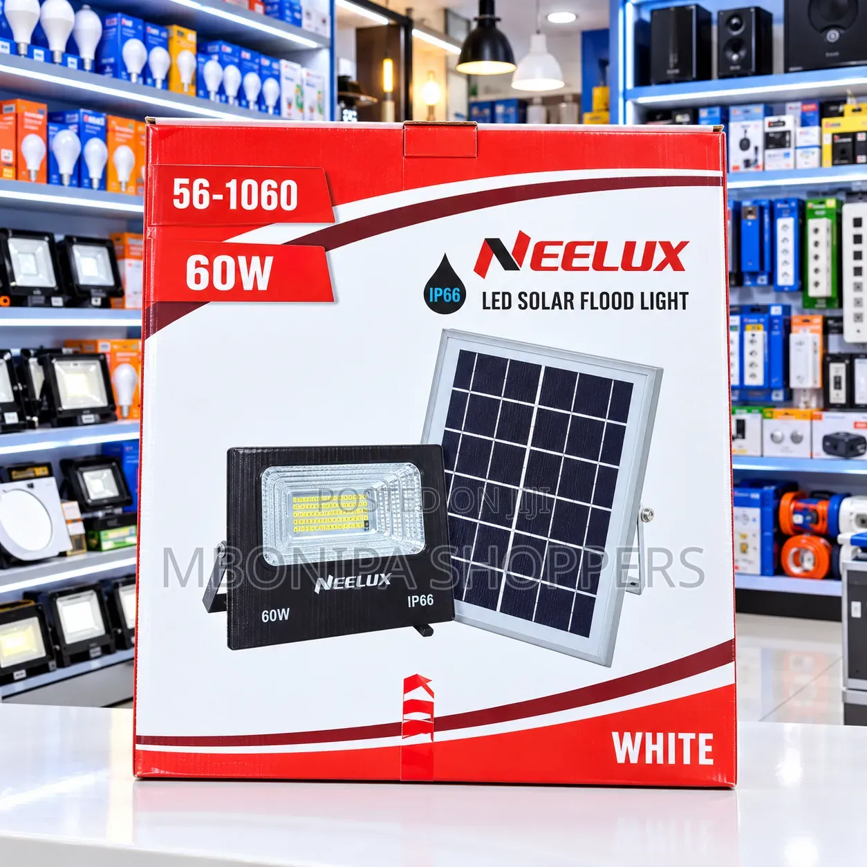 NEELUX 60W LED Solar Flood Light – IP66 Outdoor Security Light