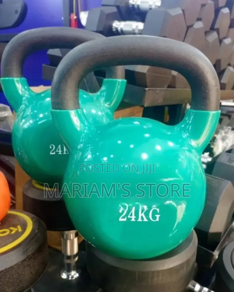 Green 24kg Vinyl-Coated Cast Iron Kettlebell