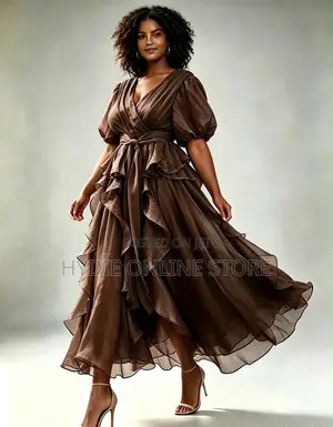 Elegant Coffee Brown Free-Size Dress – Comfortable & Versatile