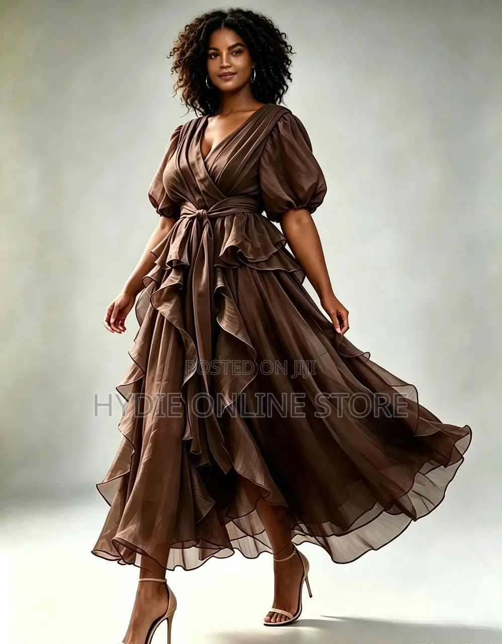 Elegant Coffee Brown Free-Size Dress – Comfortable & Versatile