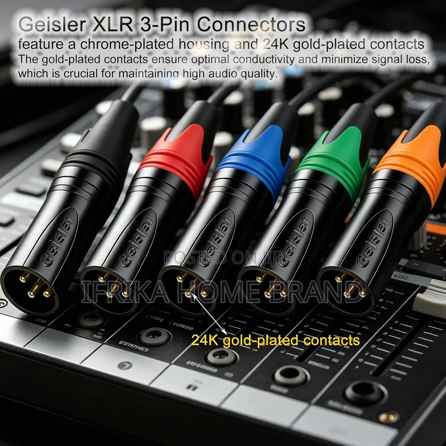 XLR 3-Pin Male XLR 3-Pin Female Gold-Plated Plug, Gold-Plated Copper