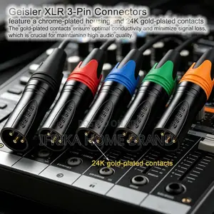XLR 3-Pin Male XLR 3-Pin Female Gold-Plated Plug, Gold-Plated Copper